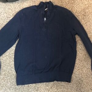 Vintage express BLUE CHEST STRIPED half ZIP UP SWEATER